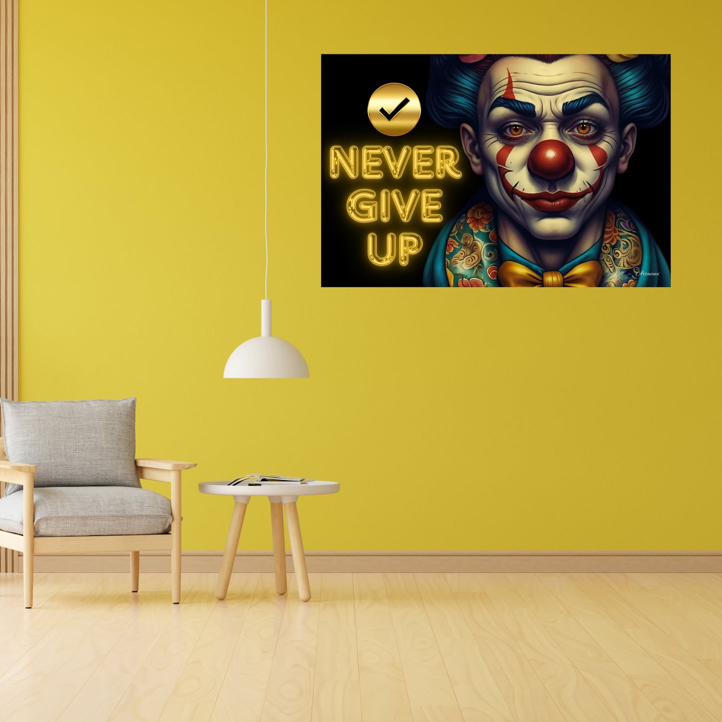 Never Give Up Clown Canvas Wall Art Print