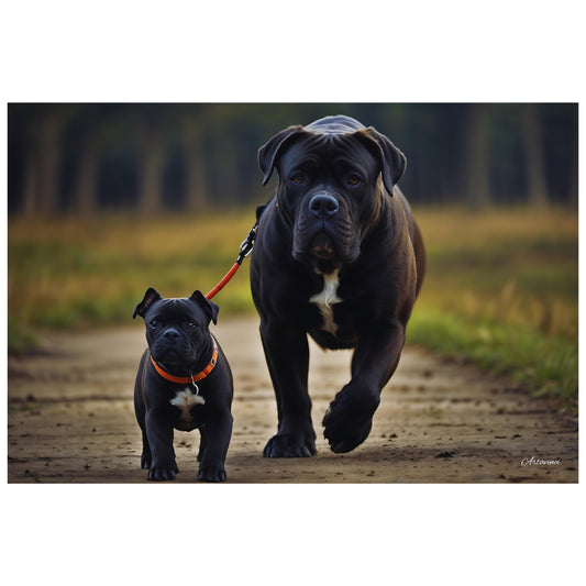 Cane Corso Dog with Puppy Canvas Art Print