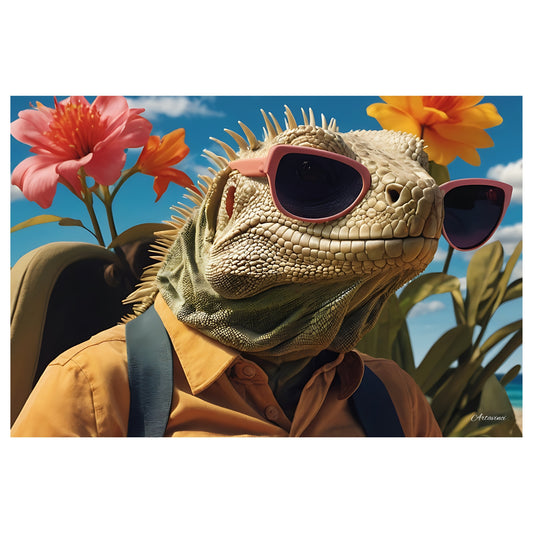 Lizard wearing sunglasses Canvas Art