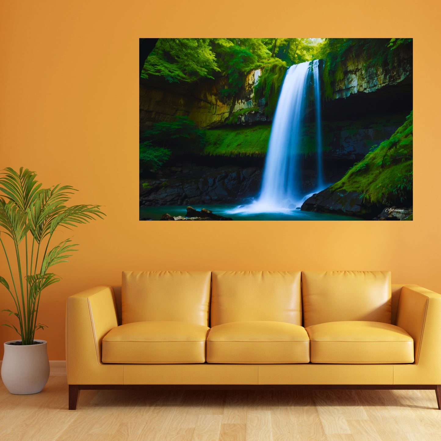 Waterfall in the Forest Canvas Art Print