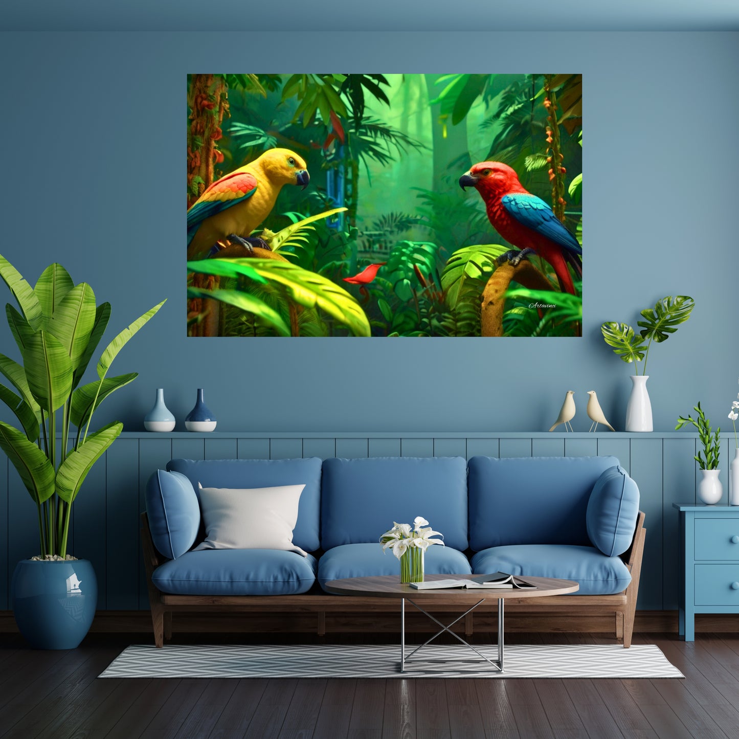 Forest Parrots Canvas Wall Art