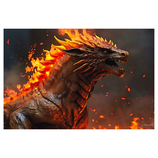 Dragon on Fire Canvas Art