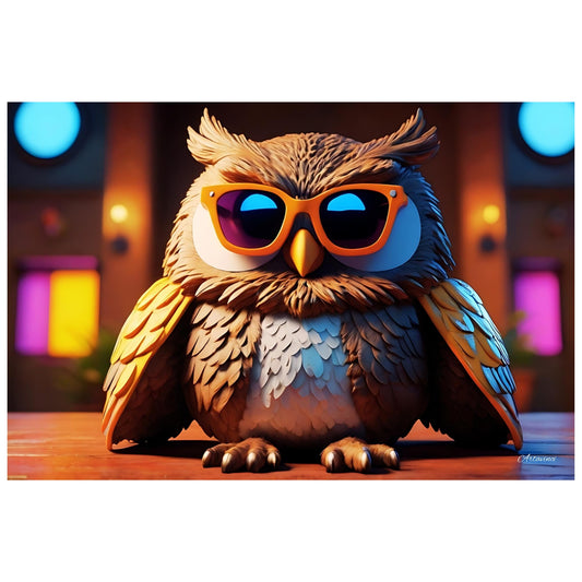 Funny Owl with Sunglasses Canvas Art