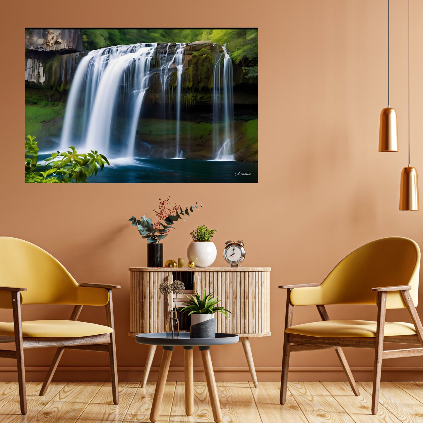 Waterfall in The Forest Canvas Wall Art