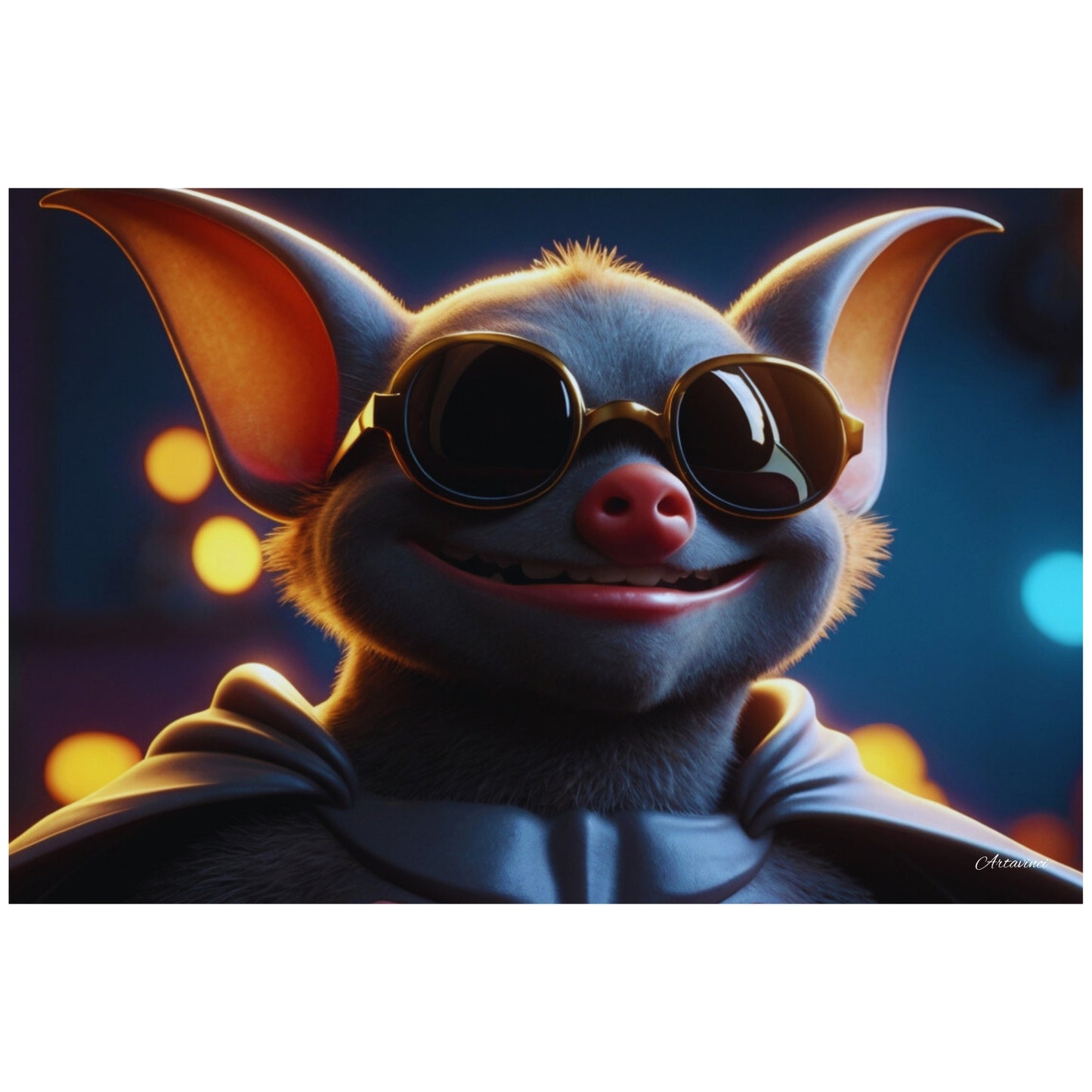 Adorable Bat In Futuristic Sunglasses Canvas Art