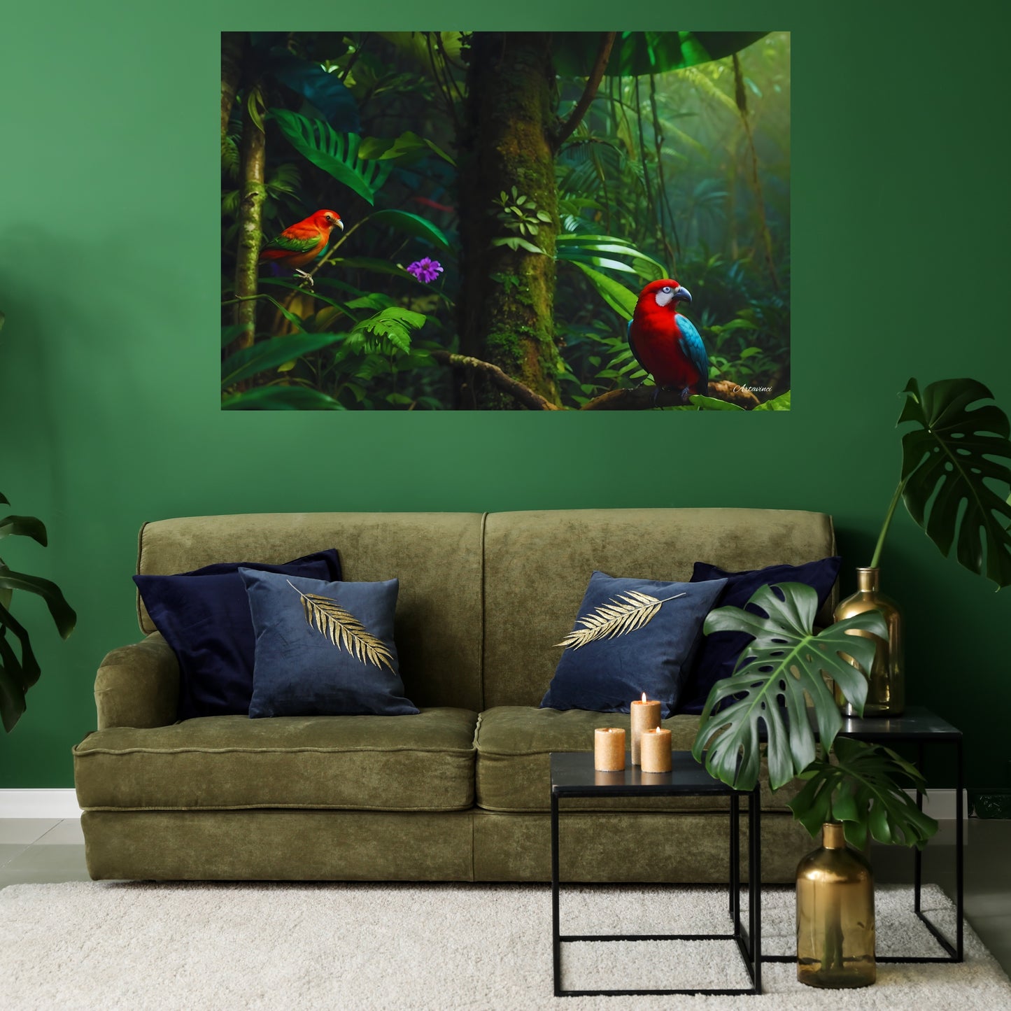 Rainforest Parrots Canvas Wall Art Print