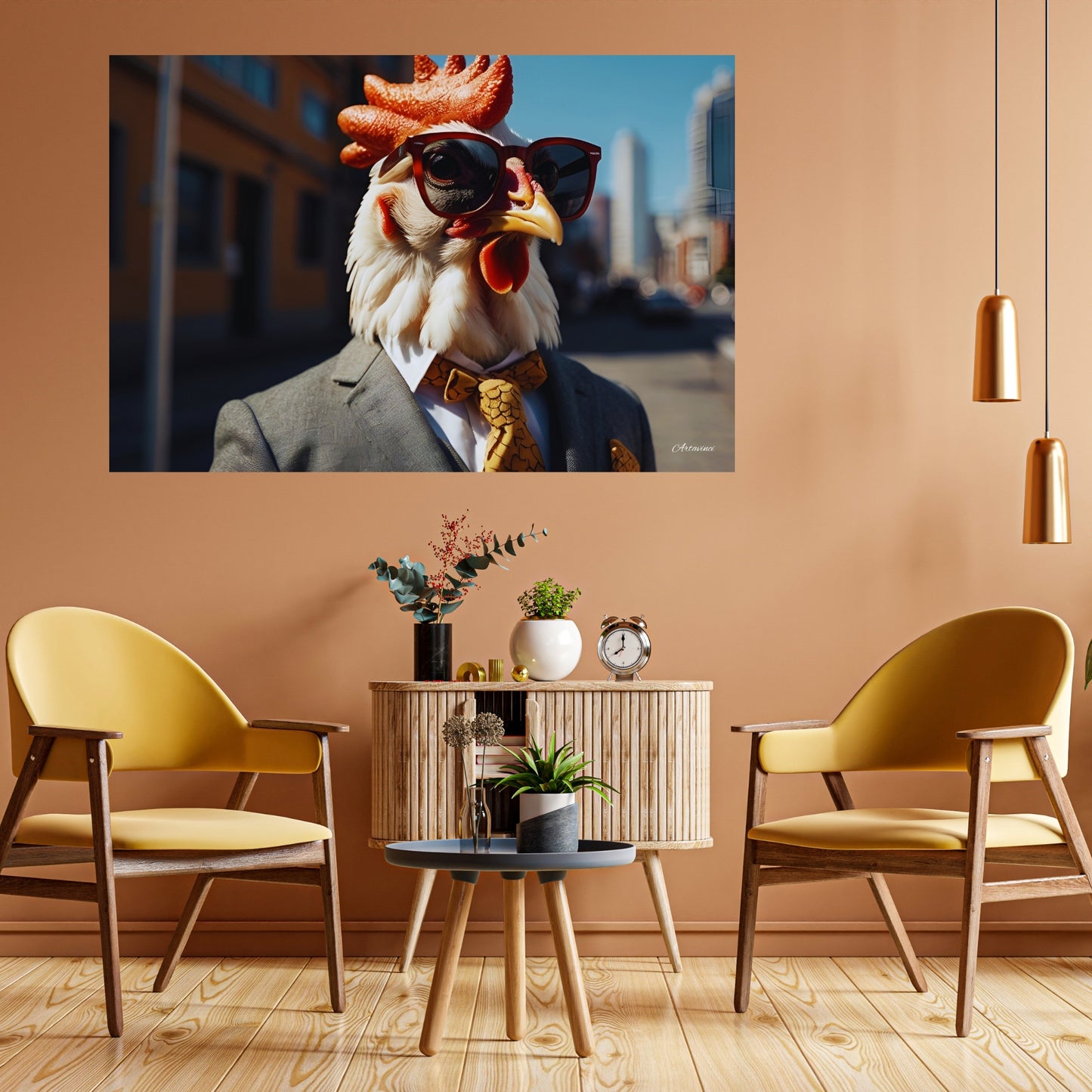 Rooster in a Suit wearing Sunglasses Canvas Art