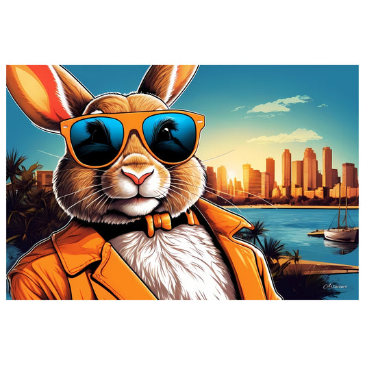 Cool Rabbit Wearing Sunglasses Canvas Art