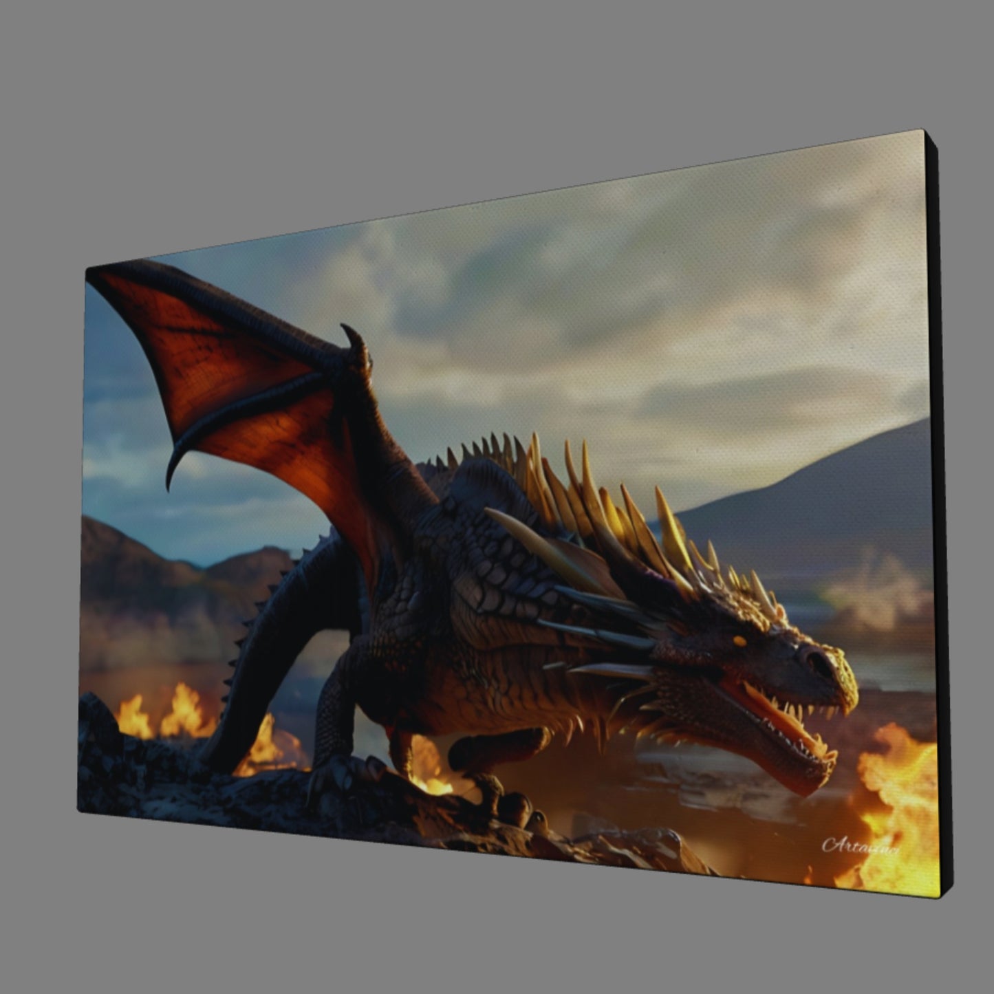 Discover the Majesty of the Flaming Dragon Canvas Art