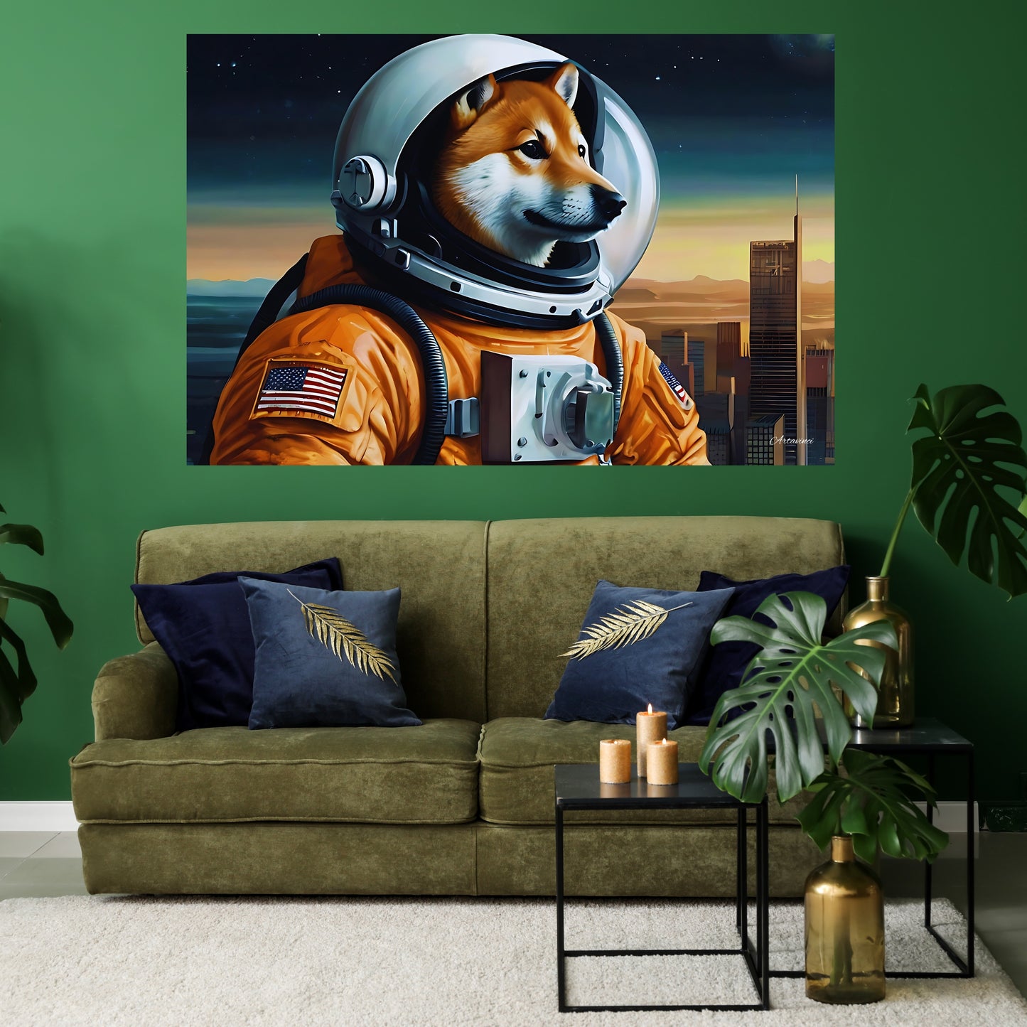 Shiba Inu Astronaut Canvas Art