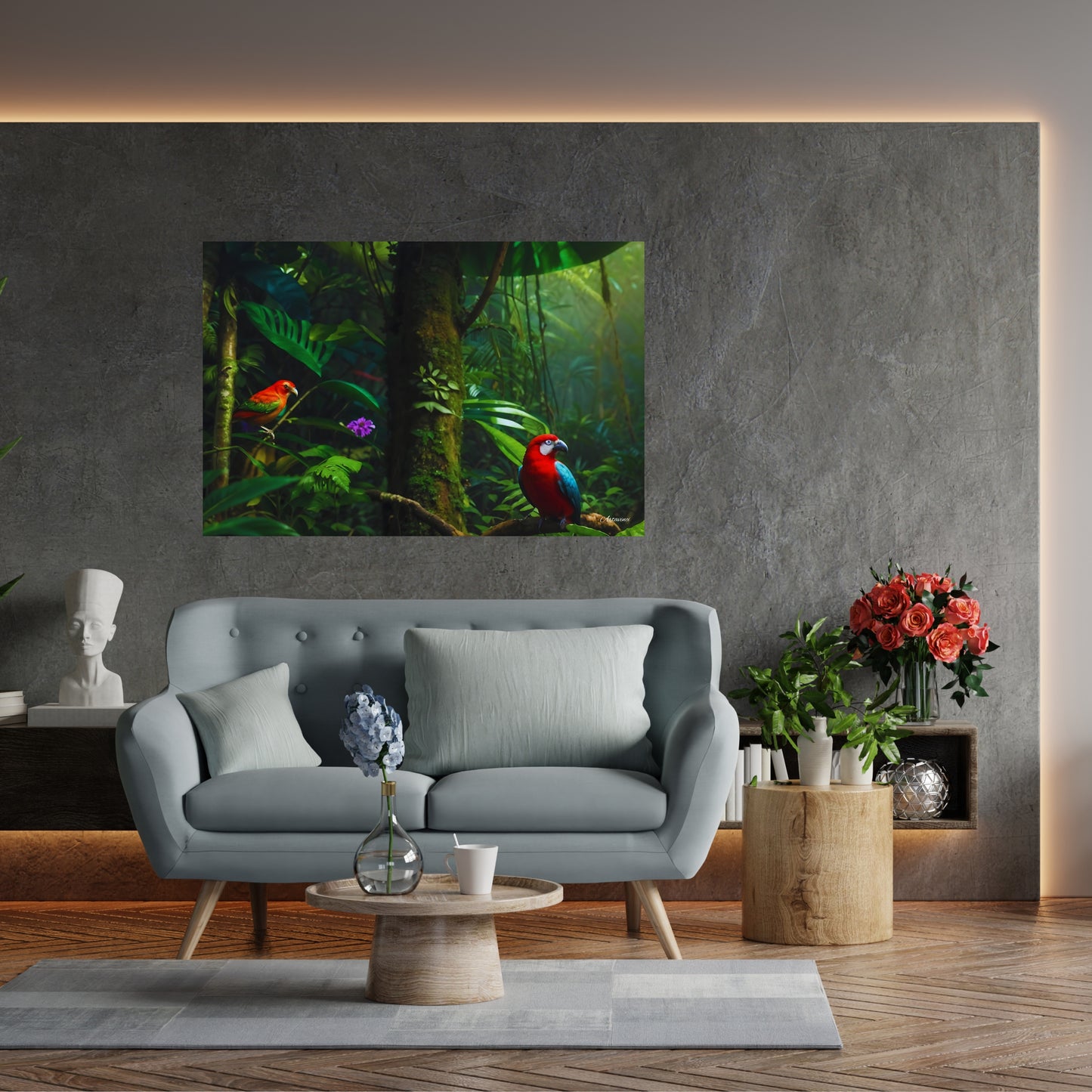 Rainforest Parrots Canvas Wall Art Print