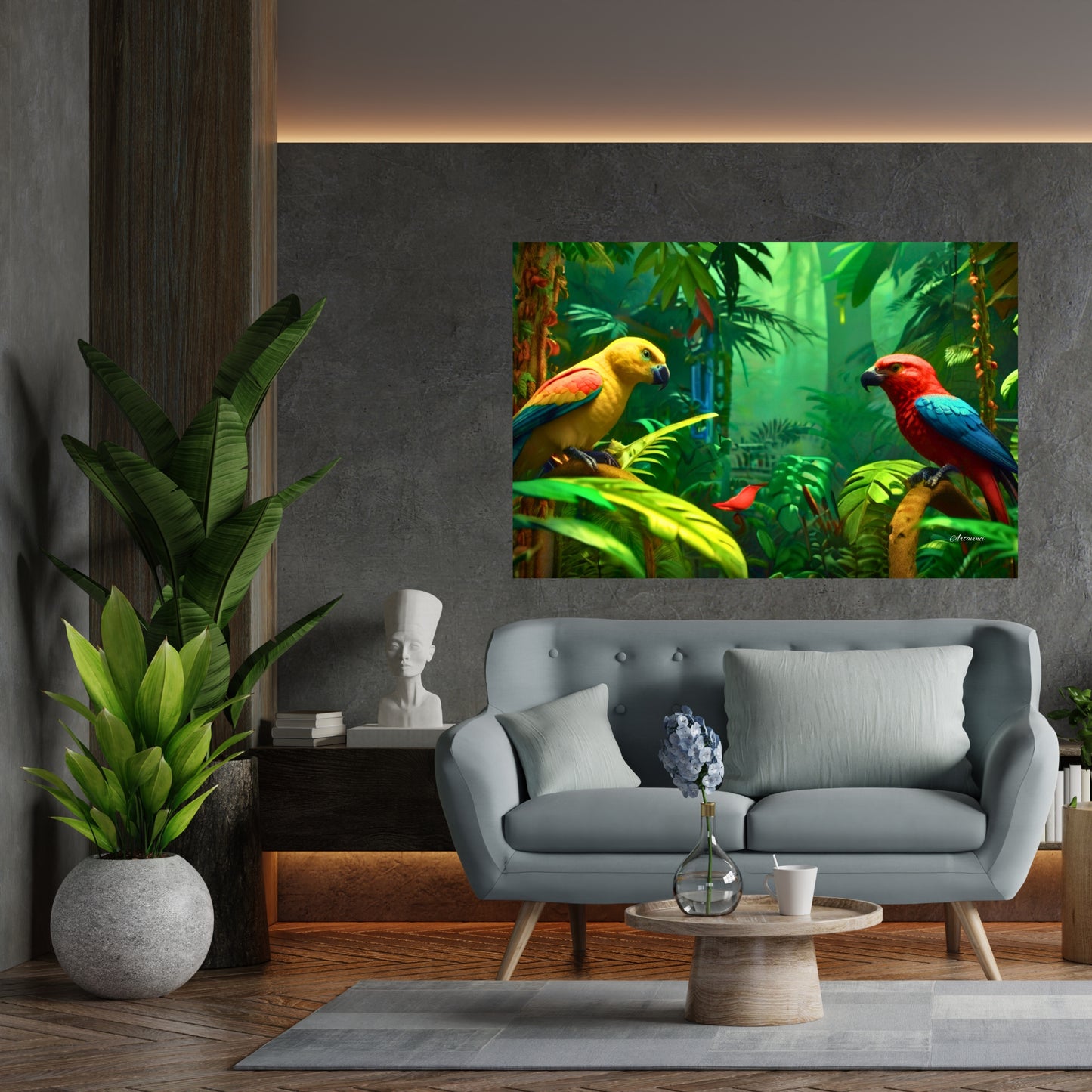 Forest Parrots Canvas Wall Art