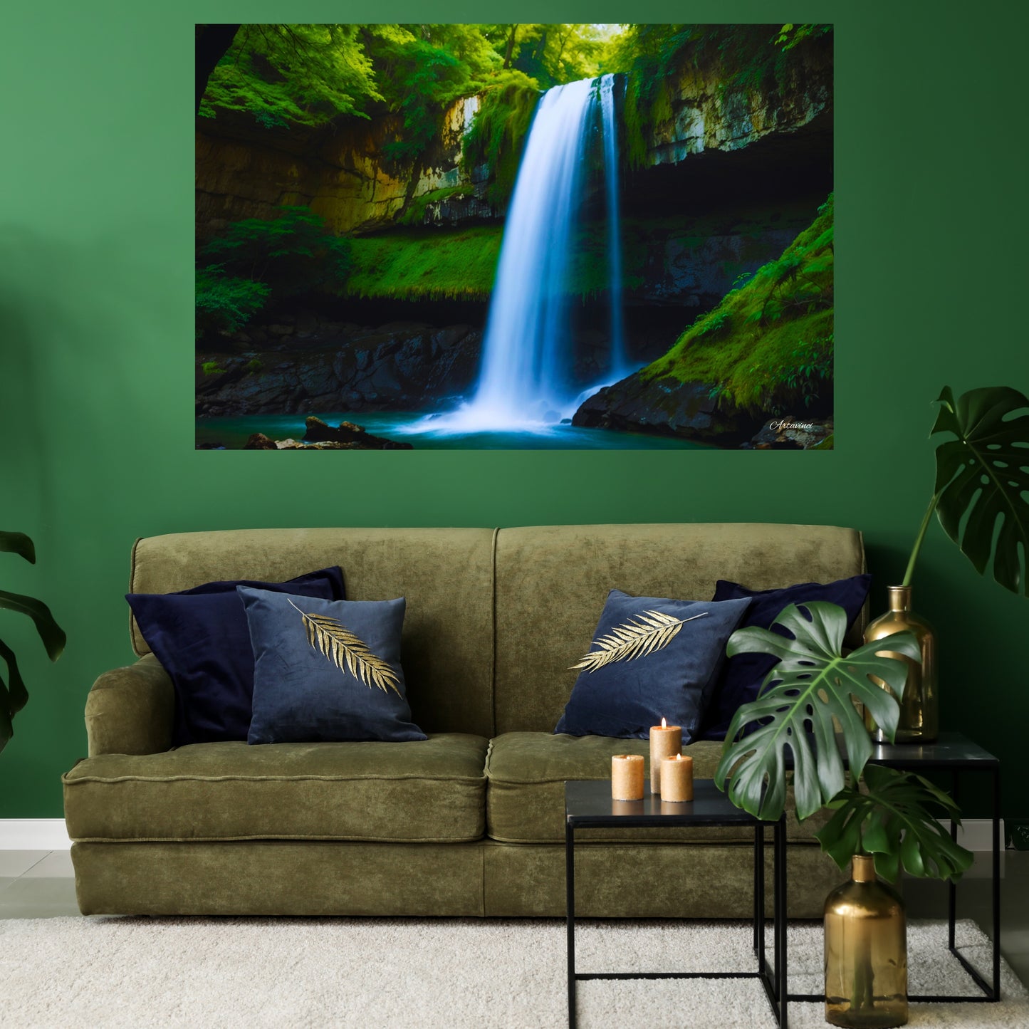 Waterfall in the Forest Canvas Art Print