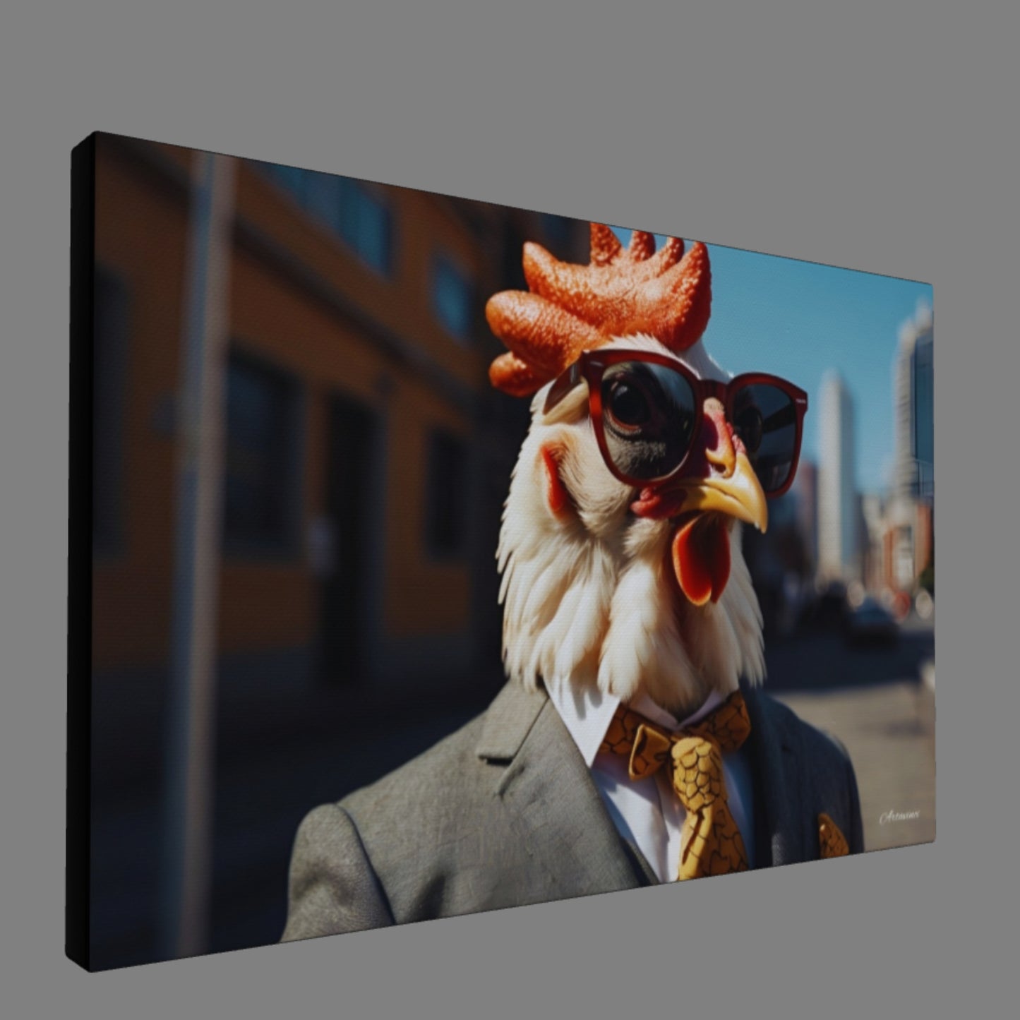 Rooster in a Suit wearing Sunglasses Canvas Art