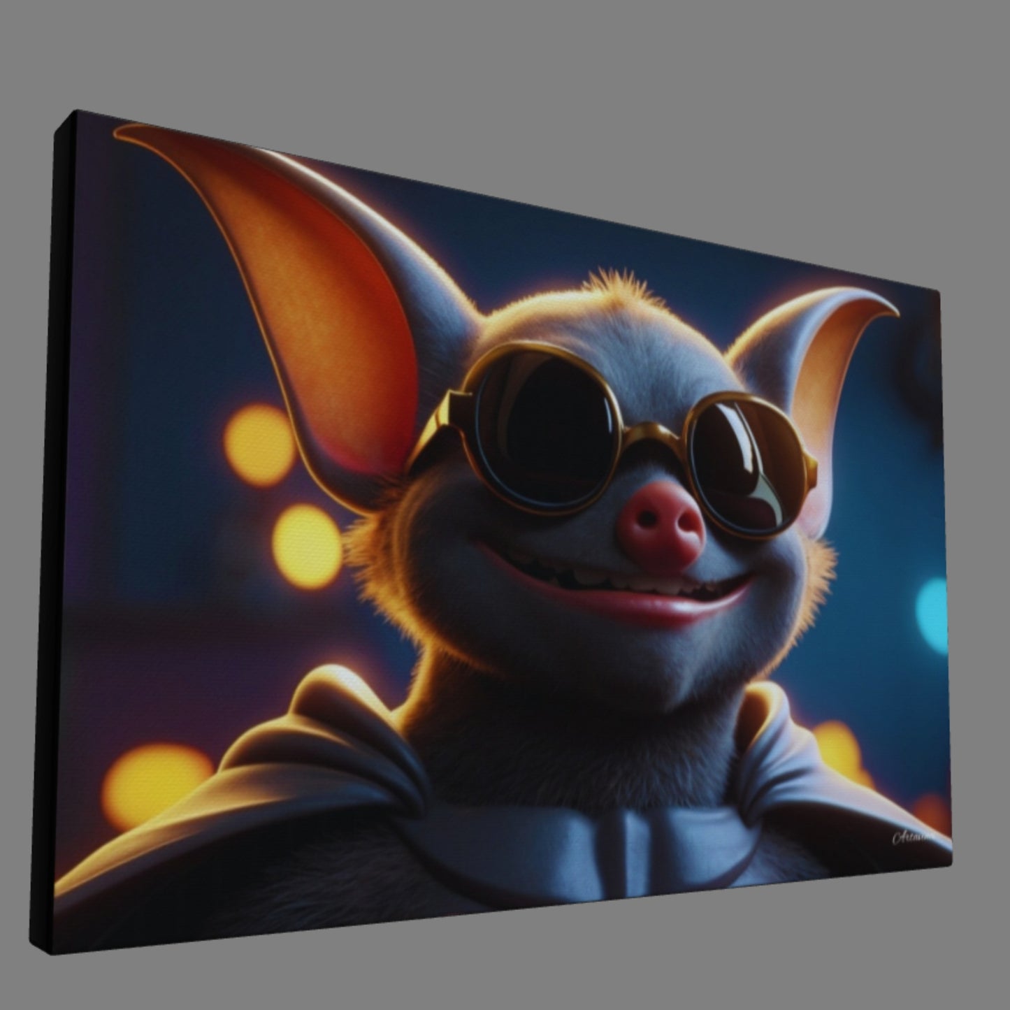 Adorable Bat In Futuristic Sunglasses Canvas Art