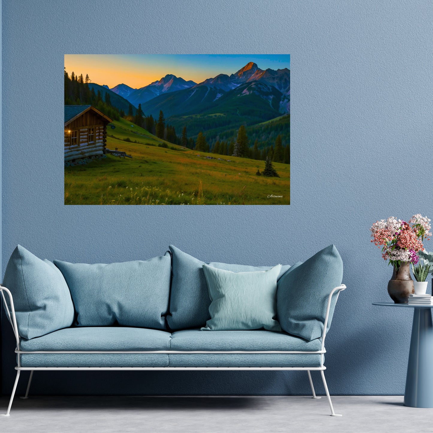 Countryside Mountain House Canvas Art Print