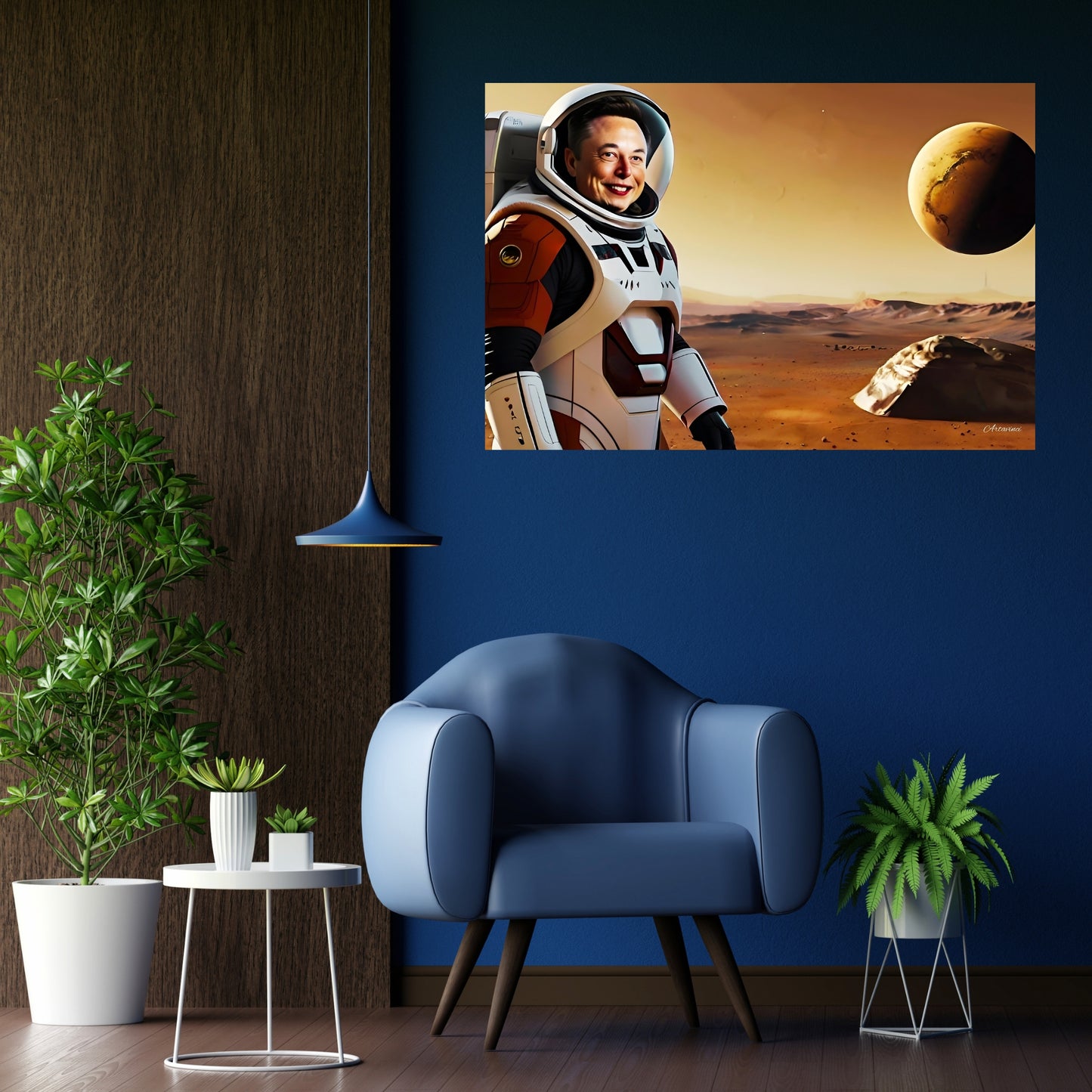 Elon Musk Astronaut in Space Canvas Art