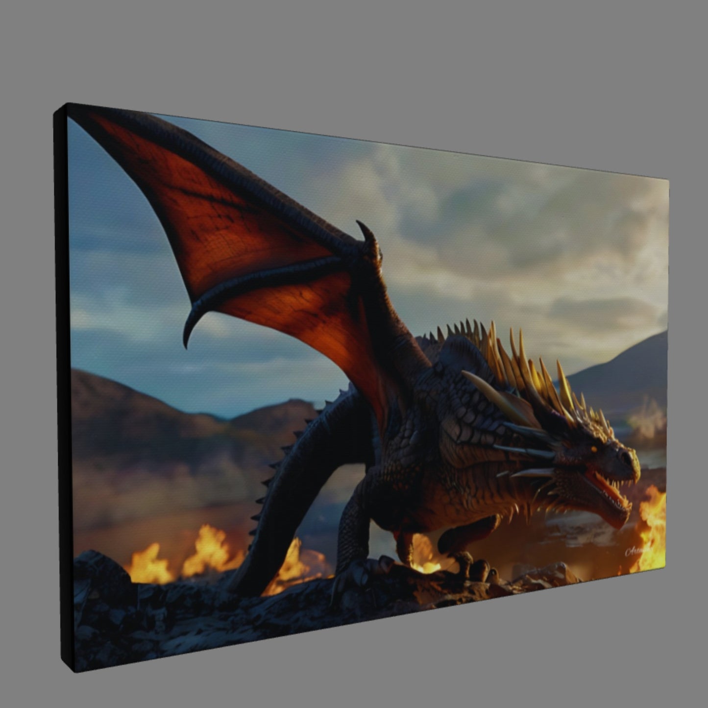 Discover the Majesty of the Flaming Dragon Canvas Art