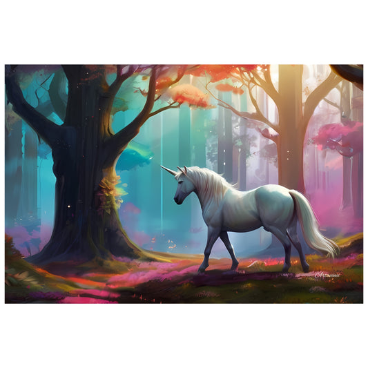 Unicorn Forest Landscape Canvas Wall Art