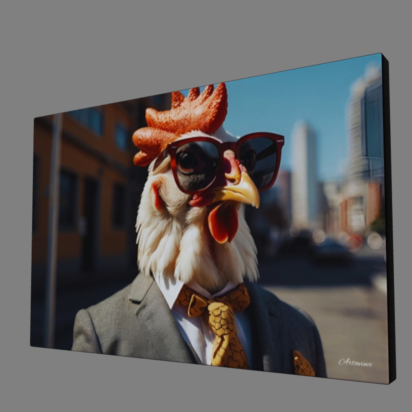 Rooster in a Suit wearing Sunglasses Canvas Art