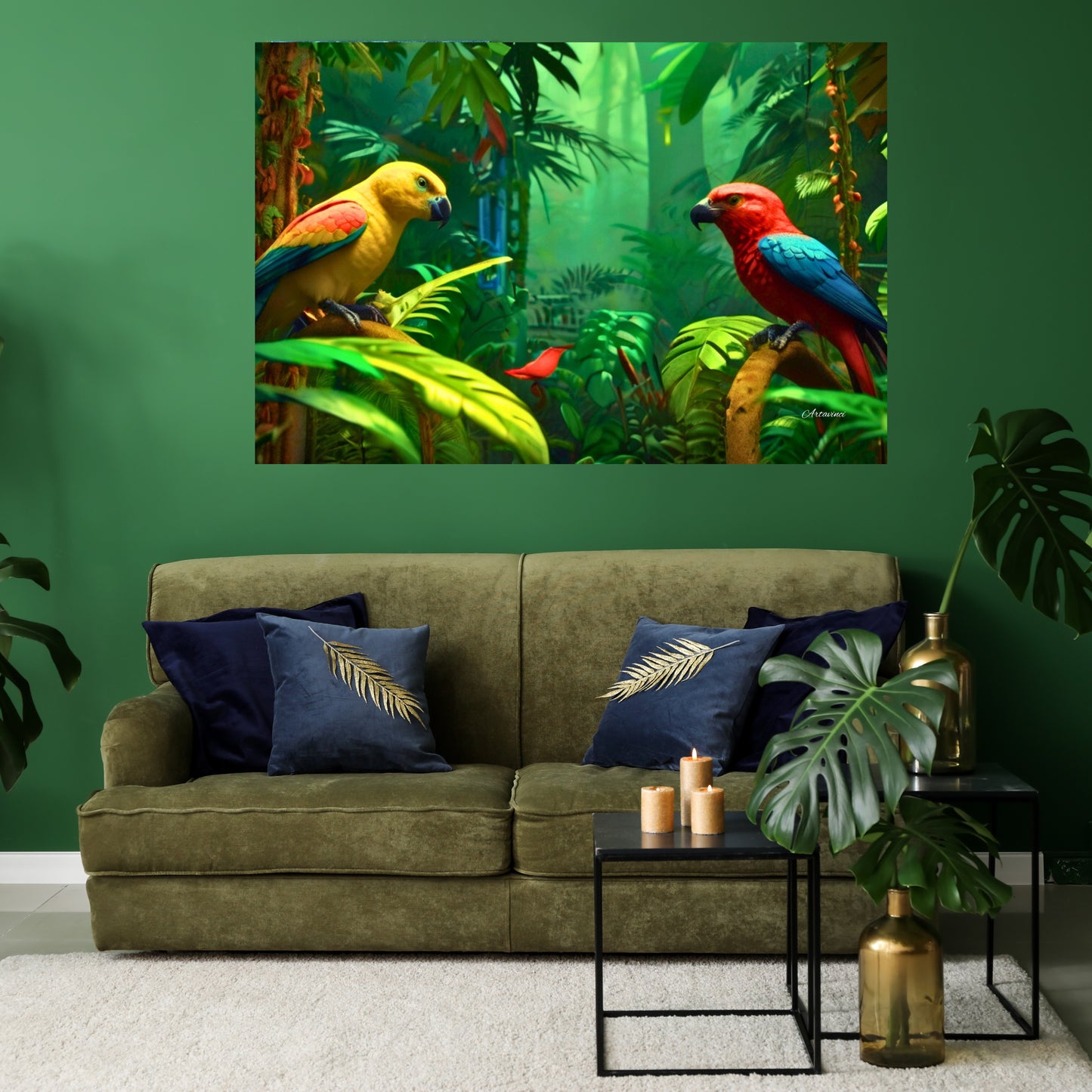 Forest Parrots Canvas Wall Art