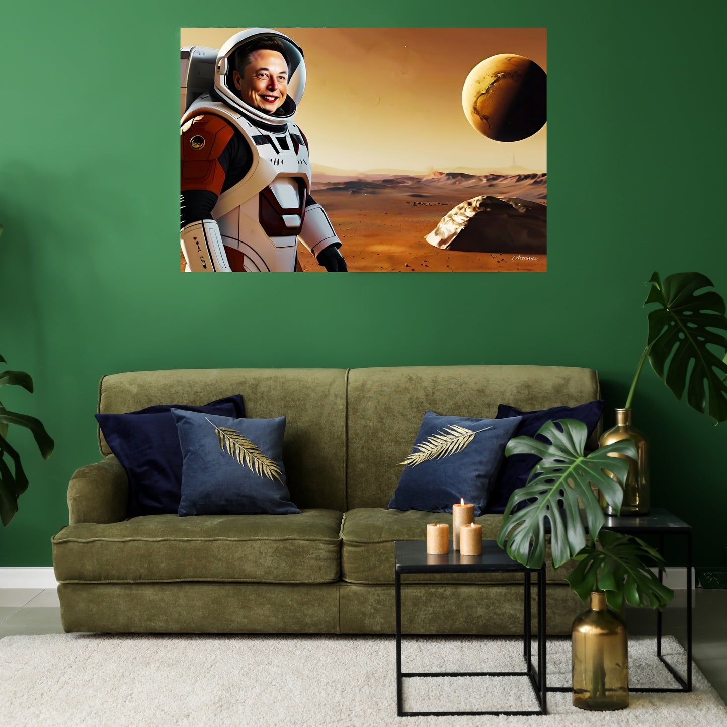 Elon Musk Astronaut in Space Canvas Art