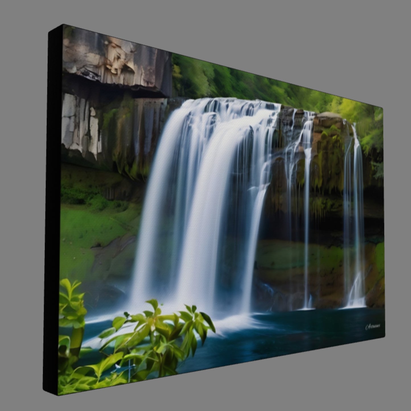 Waterfall in The Forest Canvas Wall Art