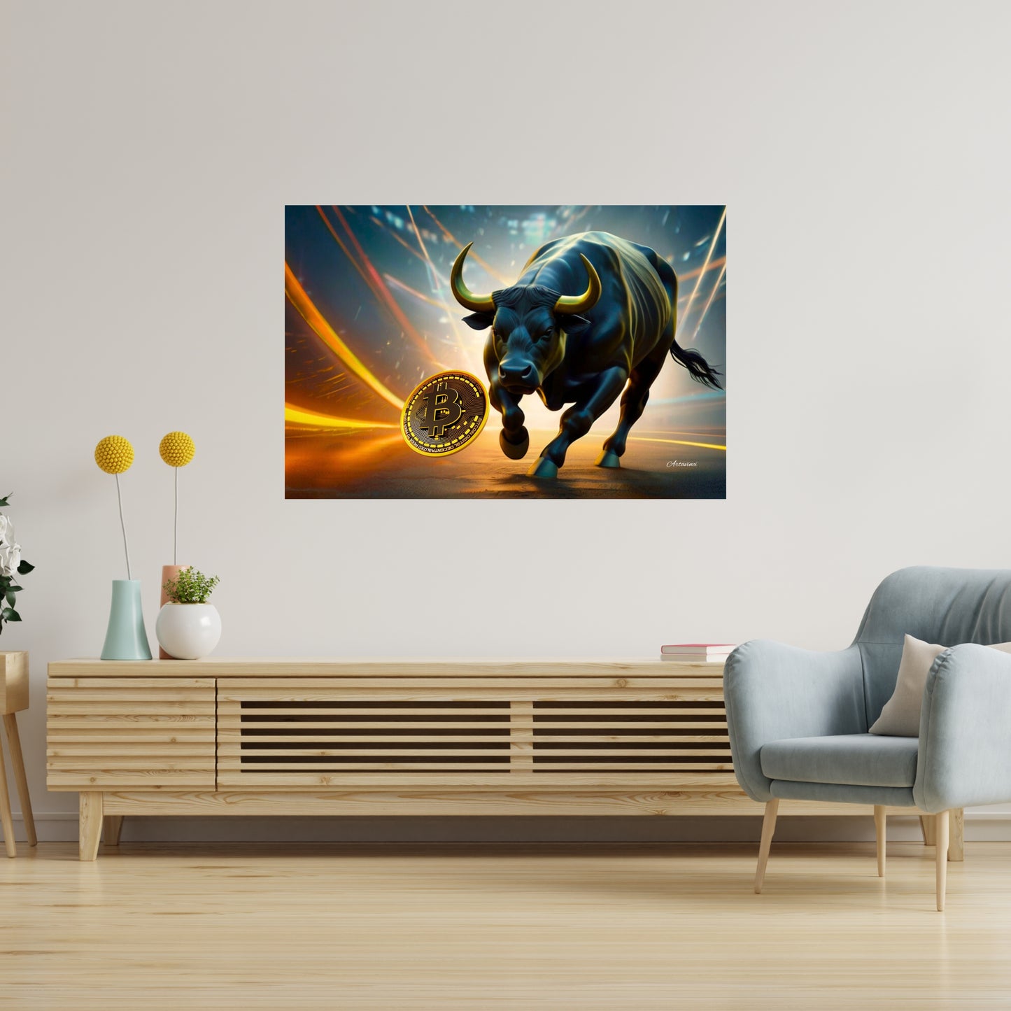 Bullrun Crypto Bull Bitcoin Canvas Art