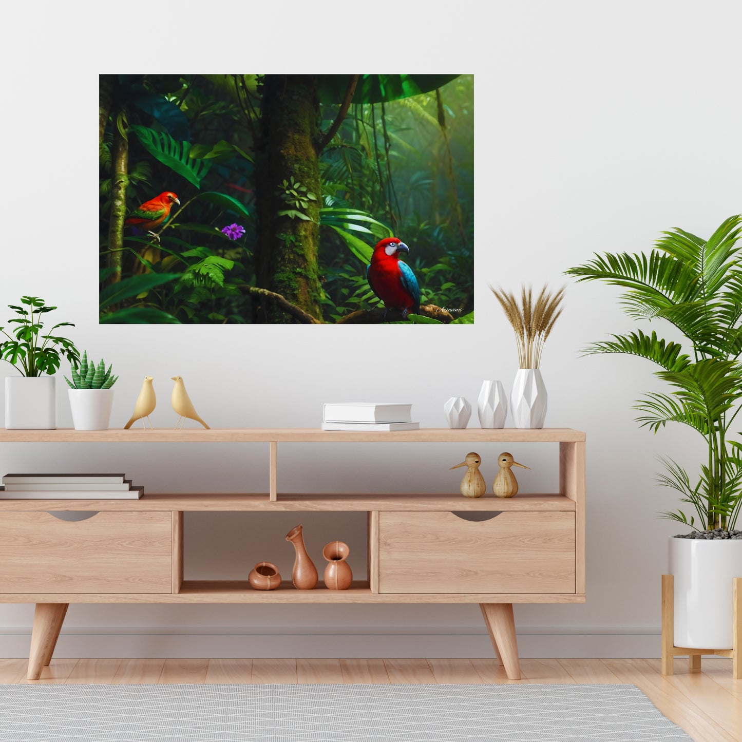 Rainforest Parrots Canvas Wall Art Print