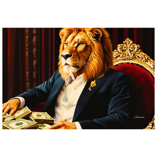 Lion Man Businessman Canvas Art