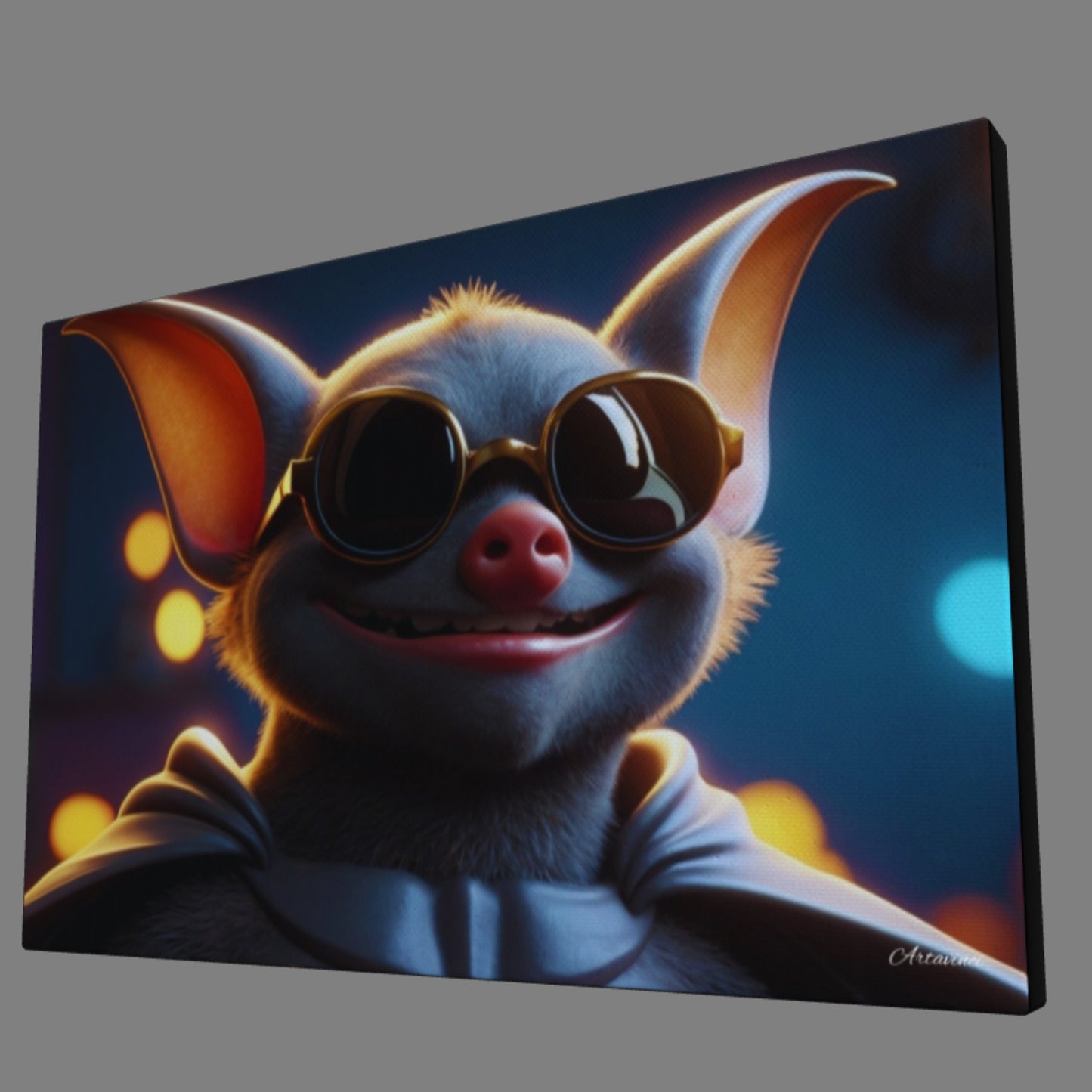 Adorable Bat In Futuristic Sunglasses Canvas Art