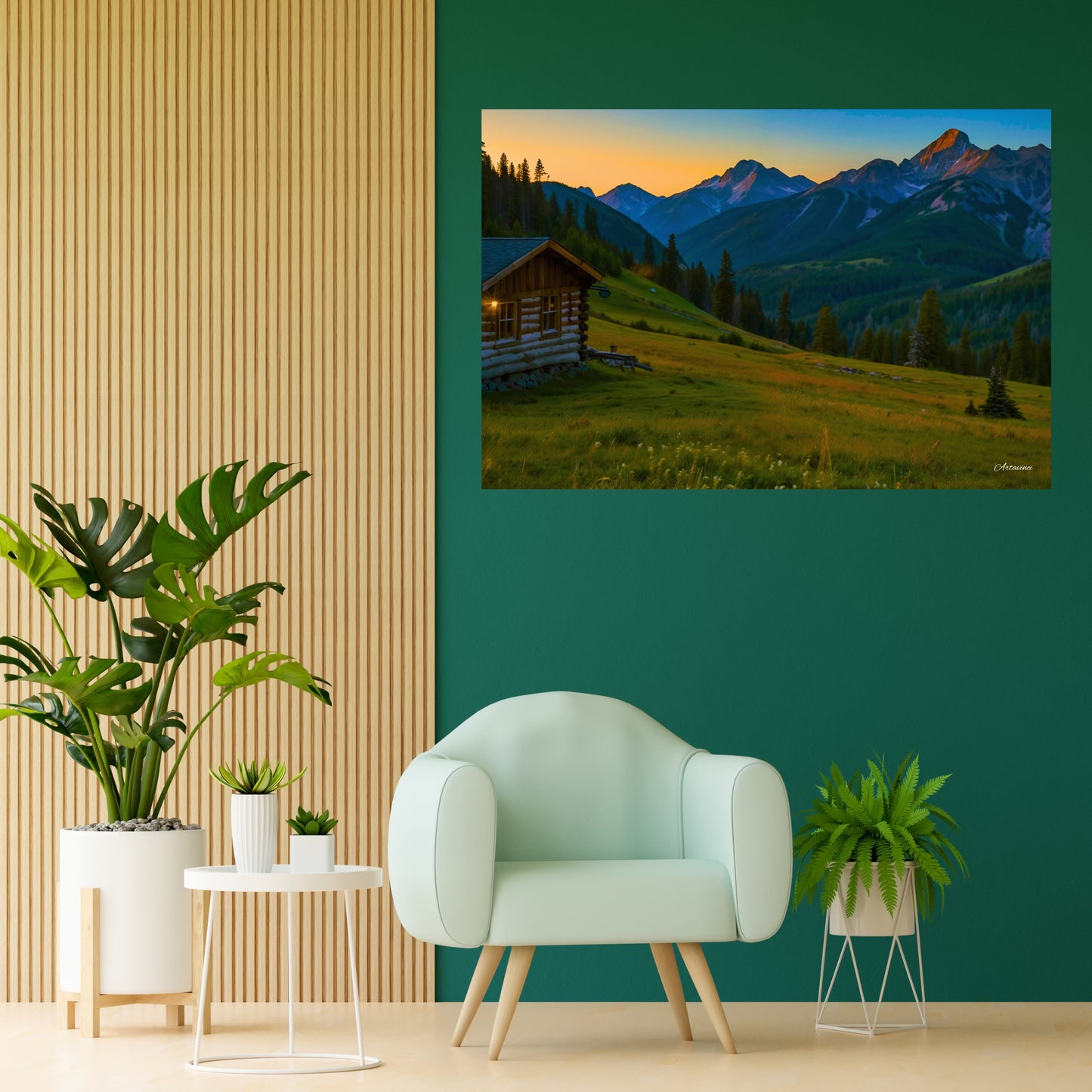 Countryside Mountain House Canvas Art Print