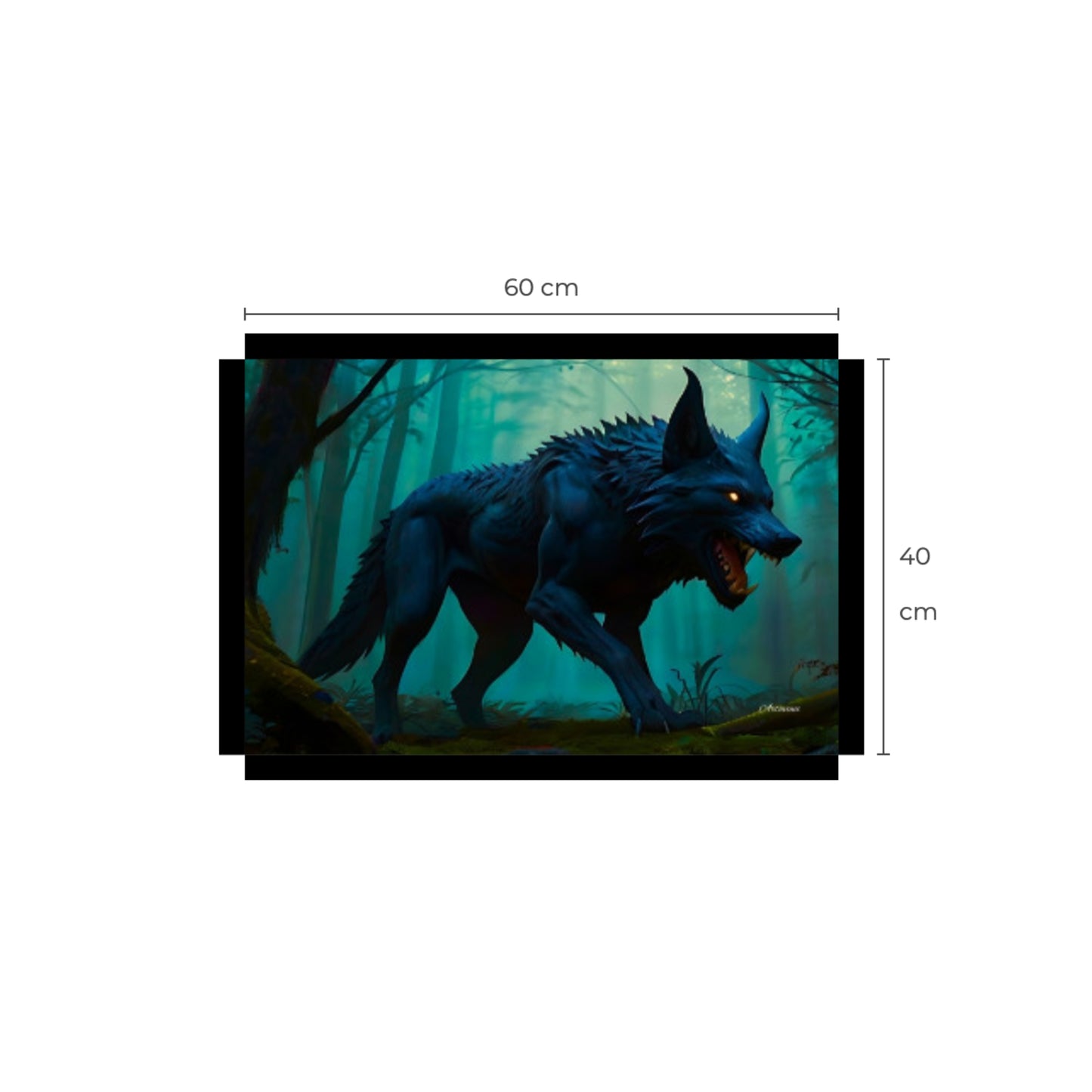 Scary Stalking Black Wolf Canvas Art