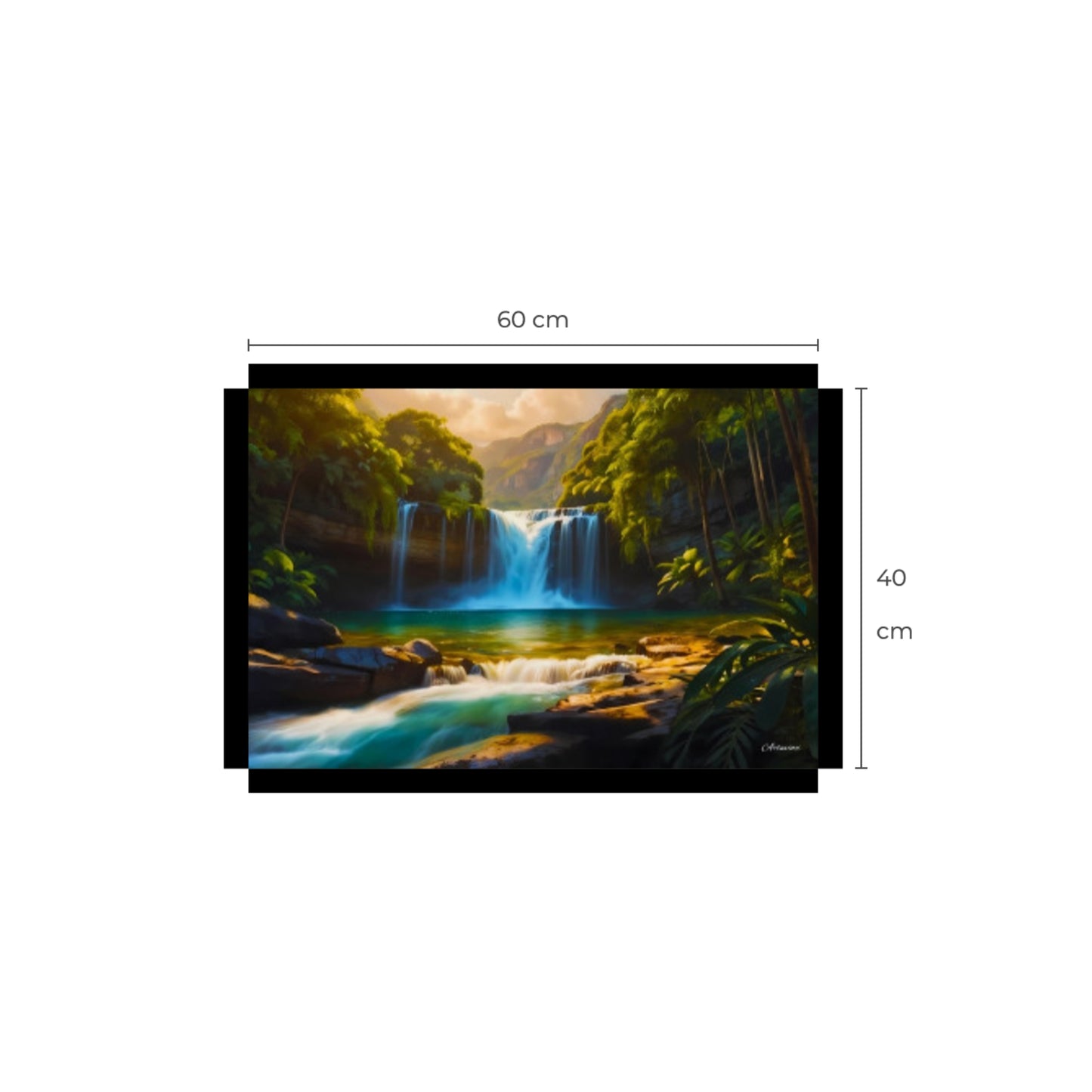 Nature Waterfall Forest Paradise Canvas Wall Art Picture Framed Print