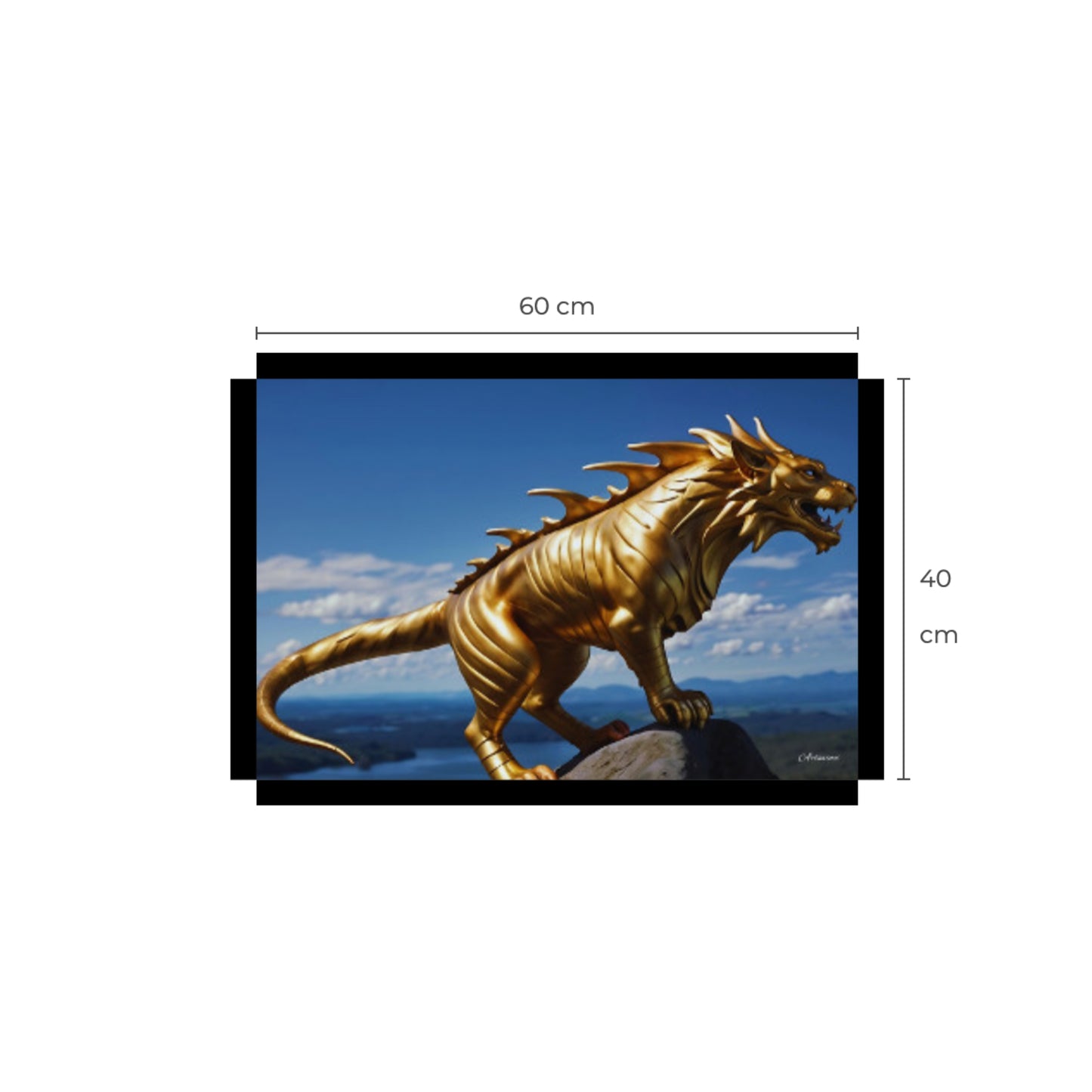 Golden Lion Dragon Mythical Creature Canvas Art Print