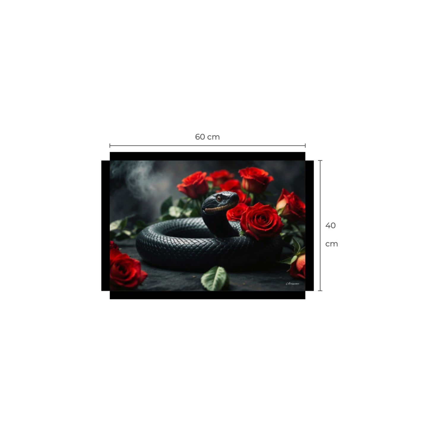 Black Snake Love Roses Canvas Art Print