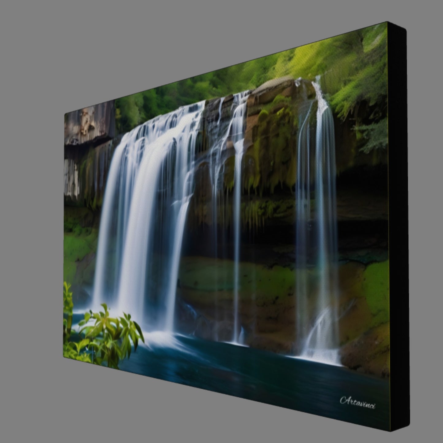 Waterfall in The Forest Canvas Wall Art