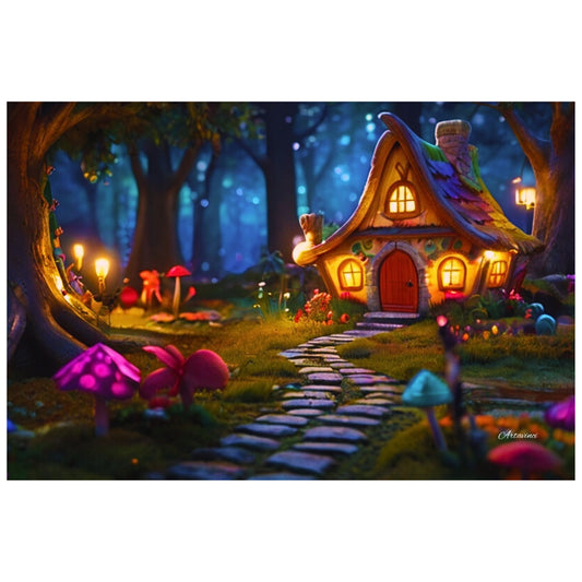 Fairytale house in the woods canvas art