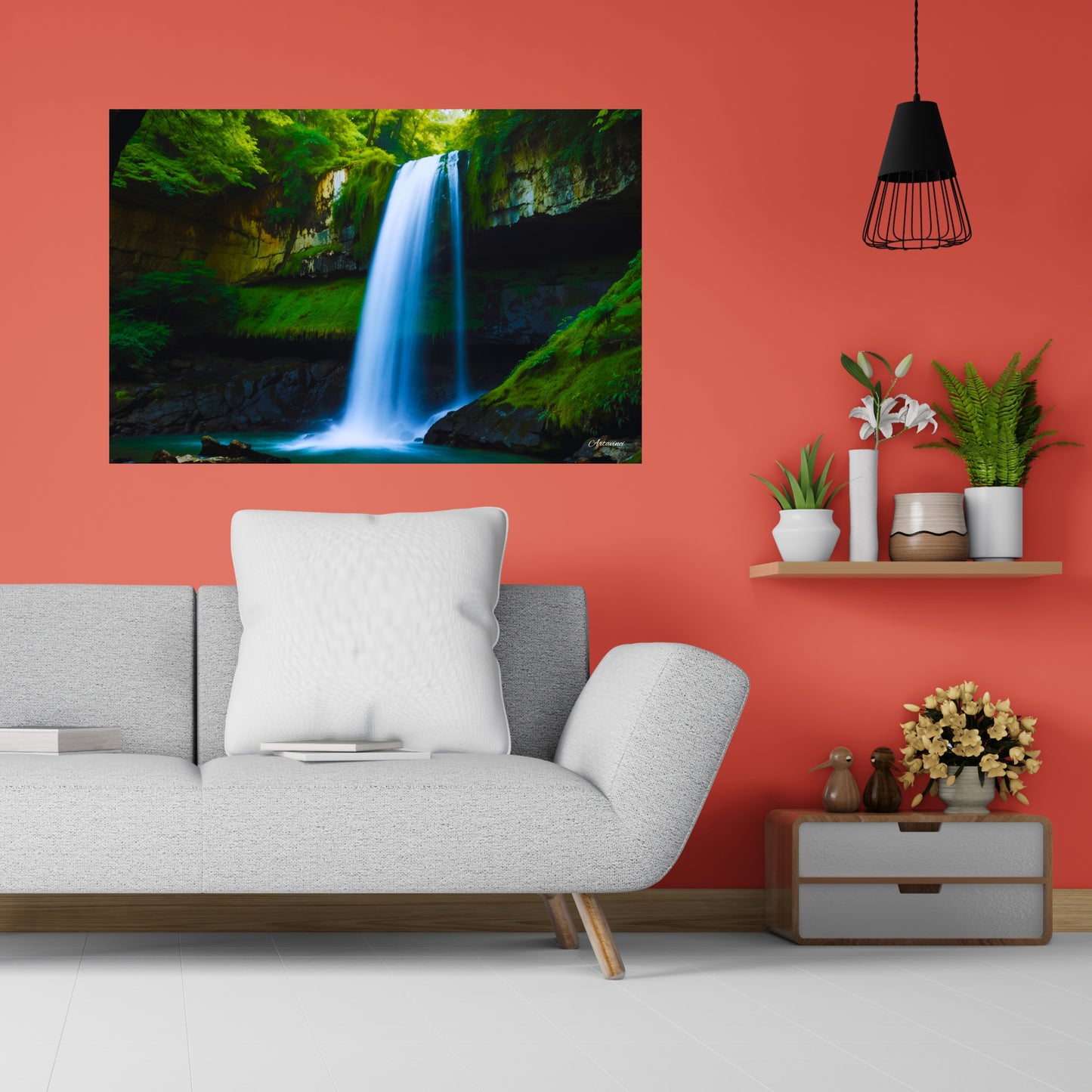 Waterfall in the Forest Canvas Art Print