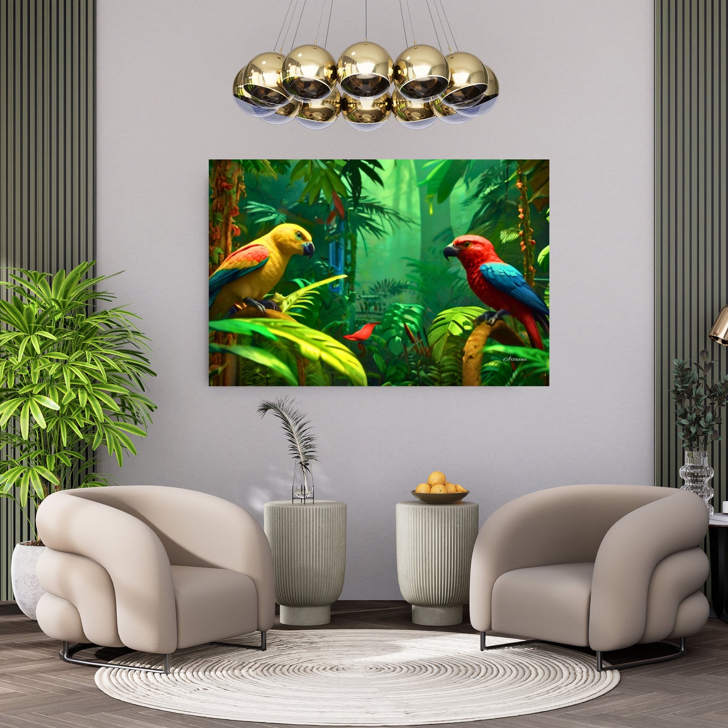 Forest Parrots Canvas Wall Art