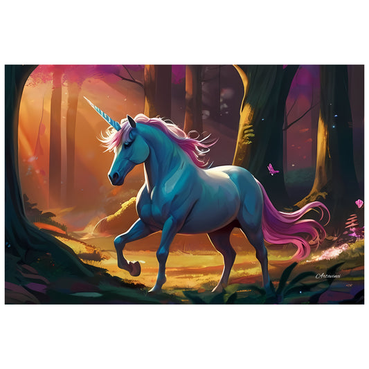 White Unicorn in Forest Canvas Art