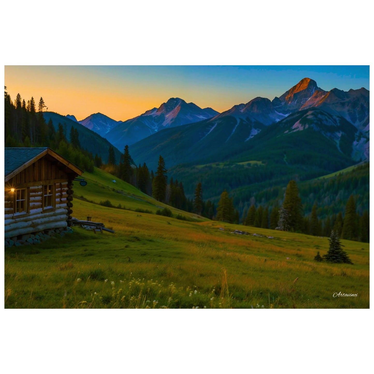 Countryside Mountain House Canvas Art Print