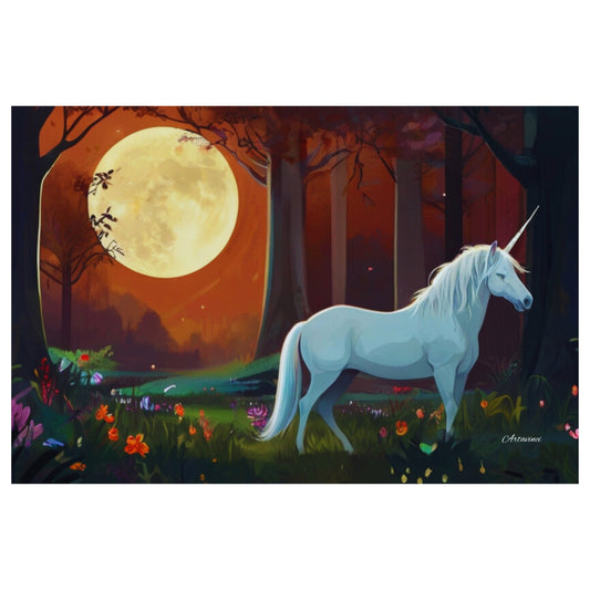 Unicorn Full Moon Canvas Wall Art