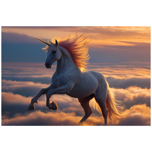 Unicorn In The Clouds Canvas Print