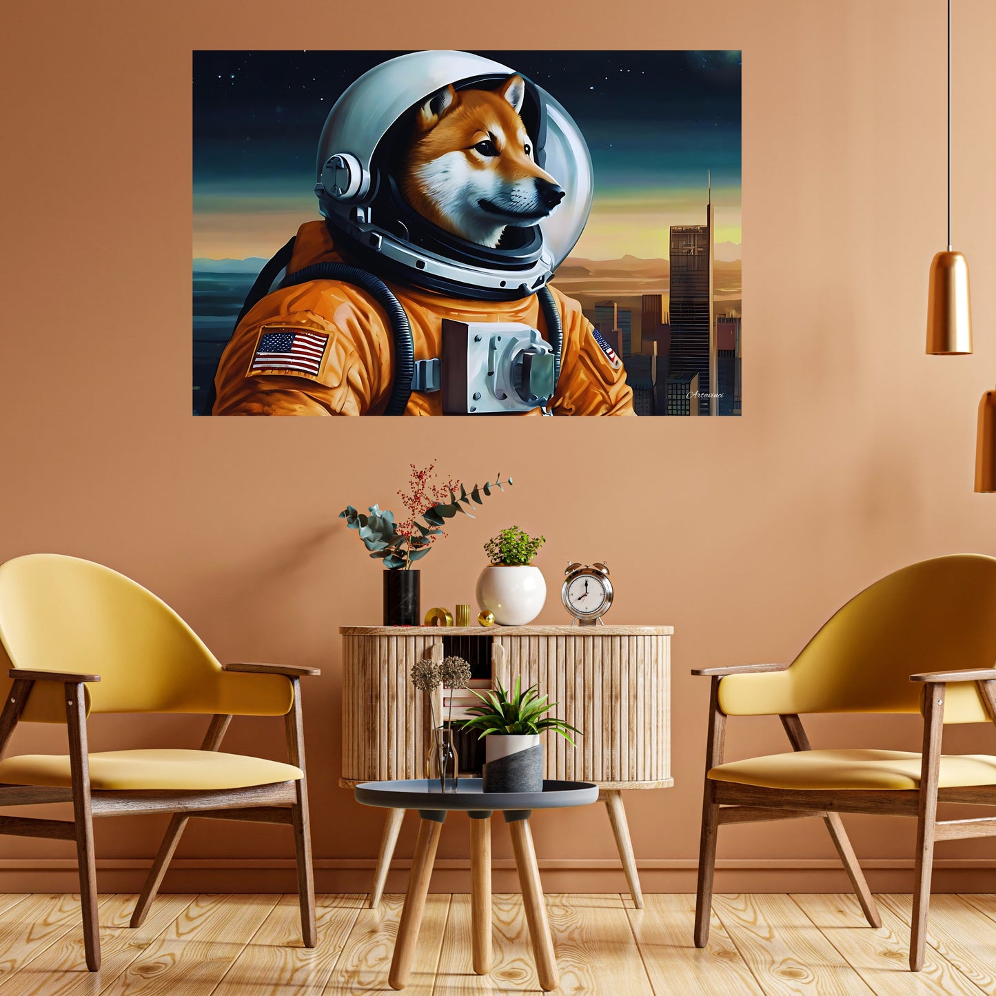 Shiba Inu Astronaut Canvas Art