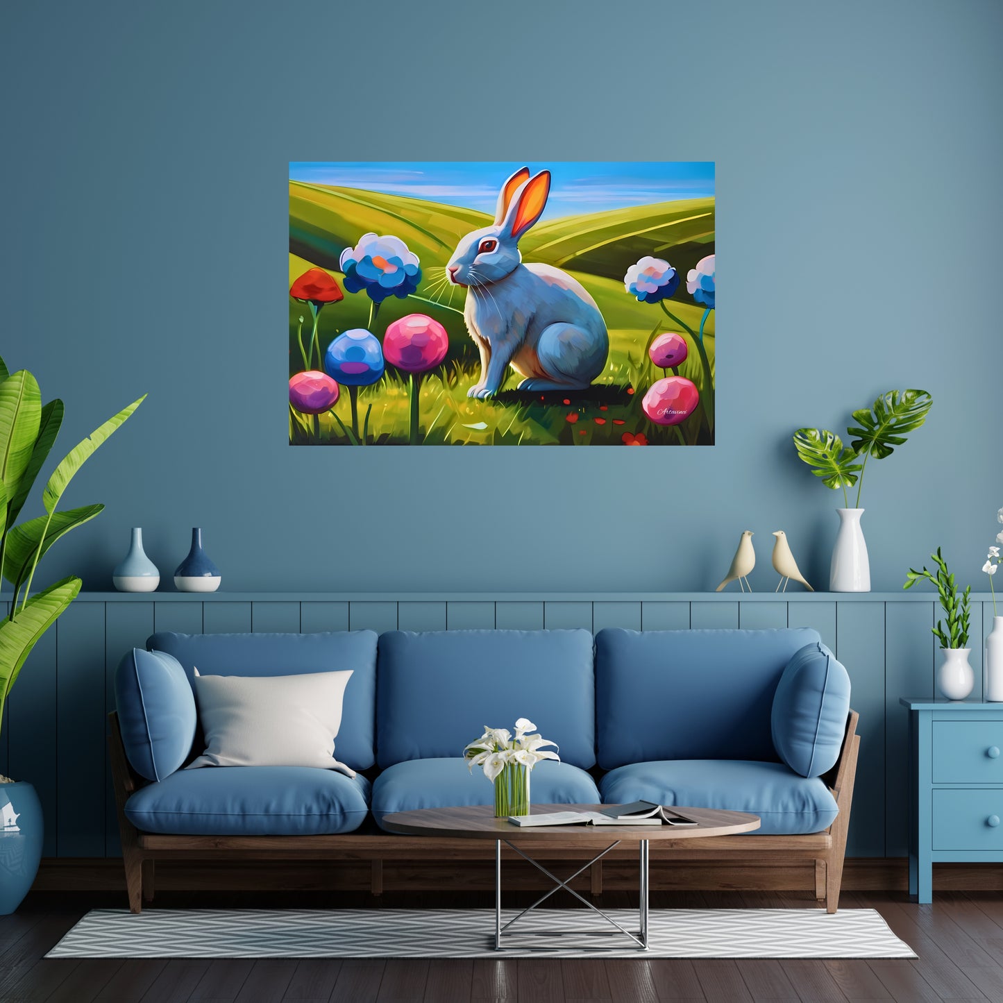 White Rabbit Canvas Wall Art