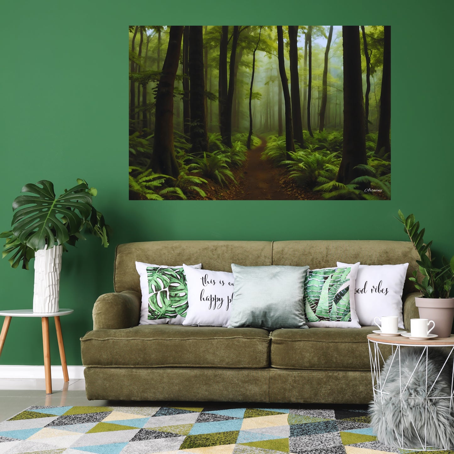 Green Tree Road Forest Canvas Art Print