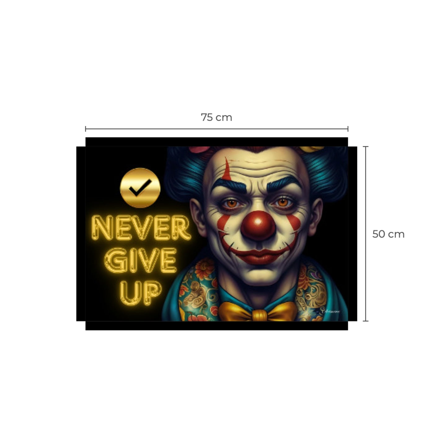 Never Give Up Clown Canvas Wall Art Print