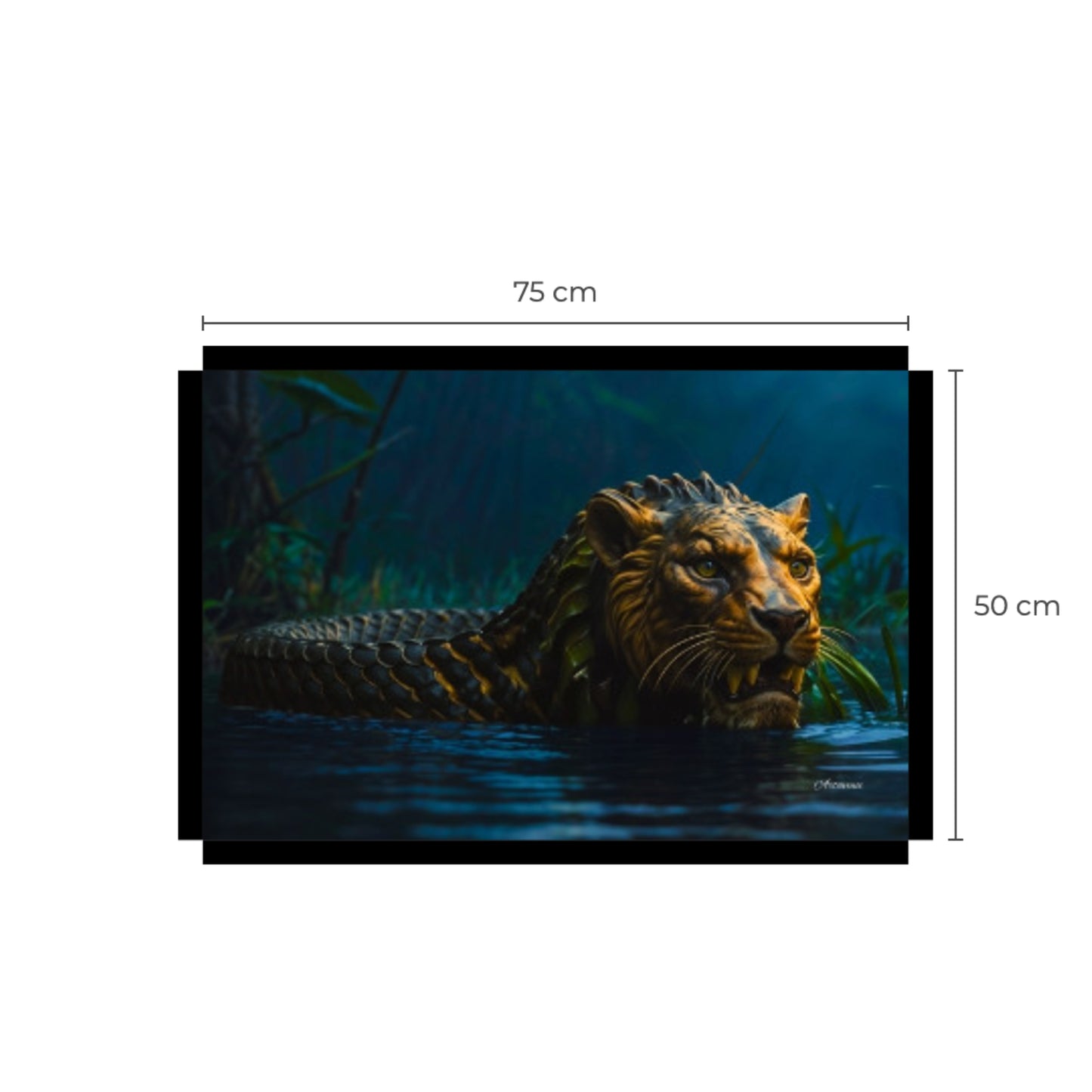 Lion Head Anaconda Body Canvas Art Print