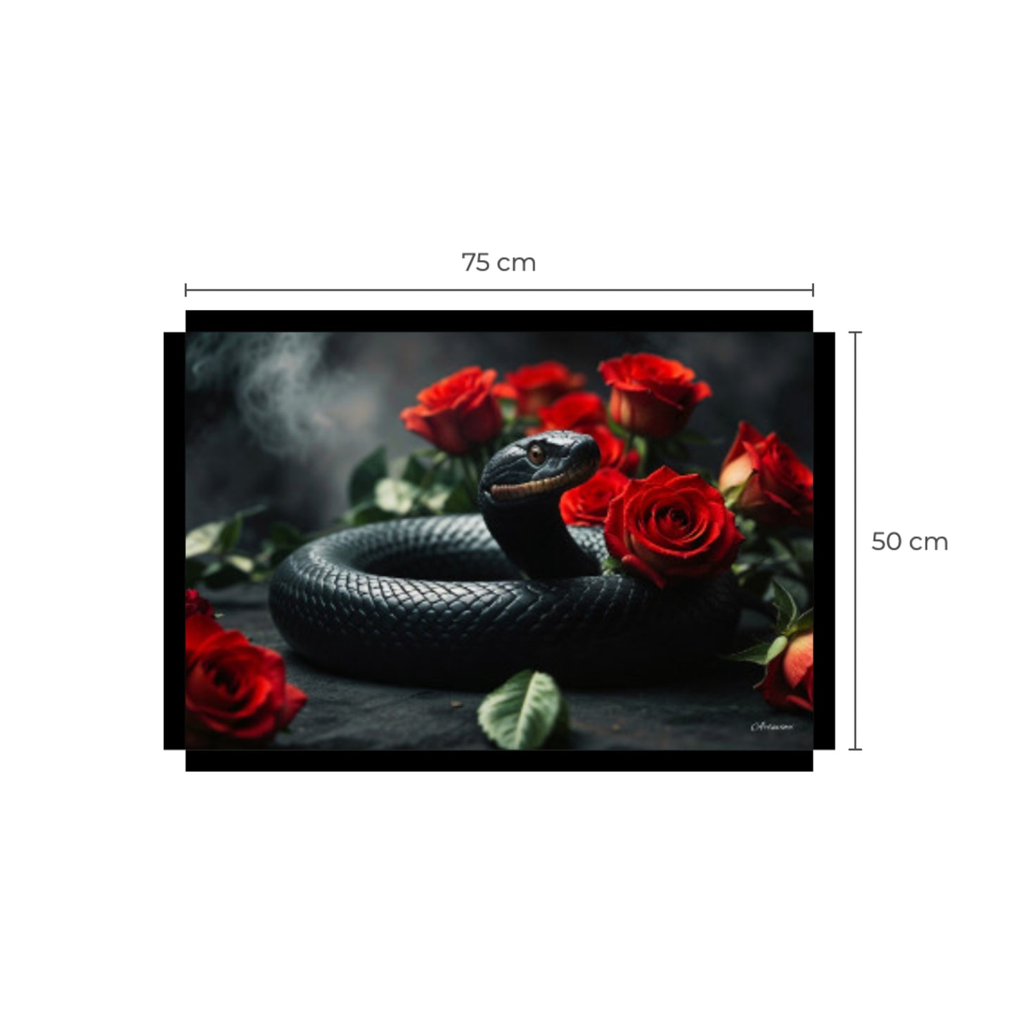 Black Snake Love Roses Canvas Art Print